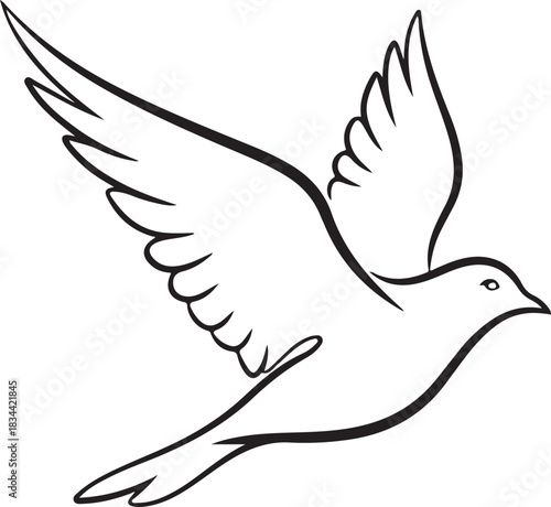 Stylized dove illustration isolated peace and freedom concept