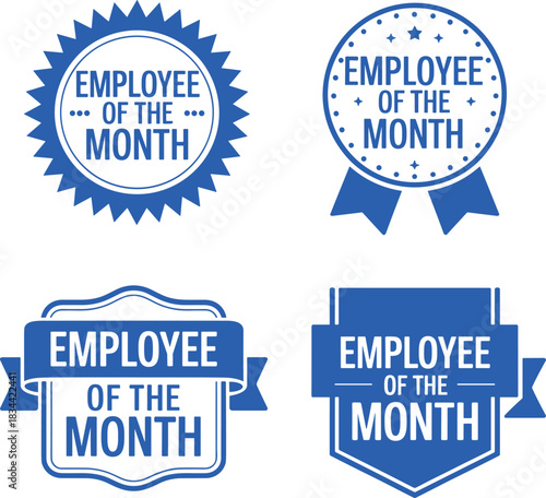 Employee of the month badges and seals: recognition and achievement awards for outstanding performance