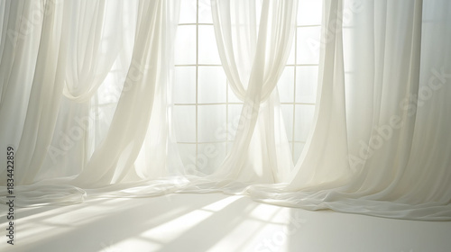 Cloud Dancer Soft Sheer Curtains with Gentle Sunlit Shadows