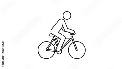 Simple Line Art Icon of a Person Riding a Bicycle bike