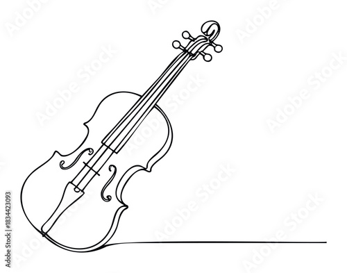 Simple, elegant line drawing of a violin, ideal for musical themes, educational materials, and creative branding.