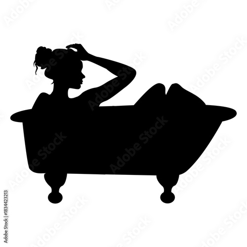 Woman bathing bathtub silhouette