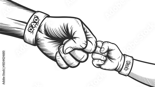 Father and Child Fist Bump Illustration.