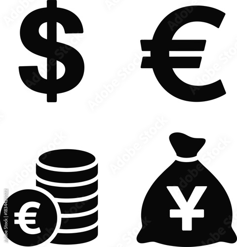 Global currency symbols and money icons Vector Art