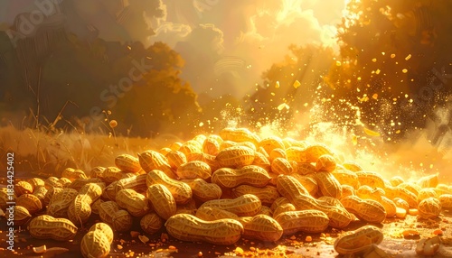 Golden Peanuts Macro Photography with Warm Glow