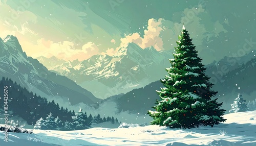 A festive Christmas and winter background featuring snowy vibes, decorated Christmas trees, and warm seasonal elements.