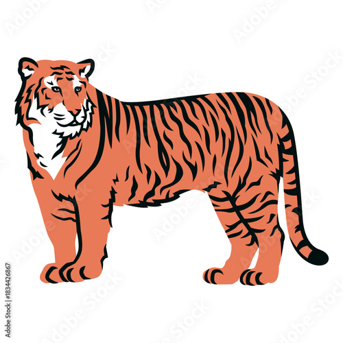 Tiger side filled stroke