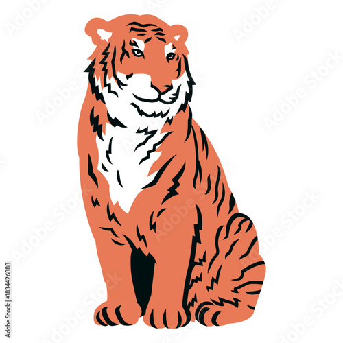 Tiger sitting filled stroke
