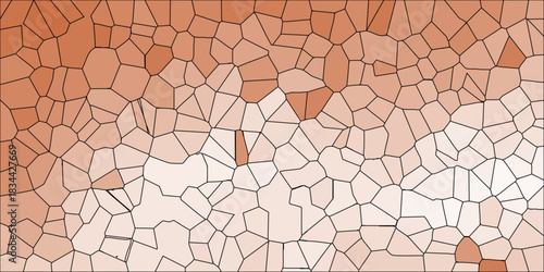 Abstract Voronoi Pattern Background with Warm Orange Tones and Irregular Polygonal Cells Creating a Textured Mosaic Effect for Design