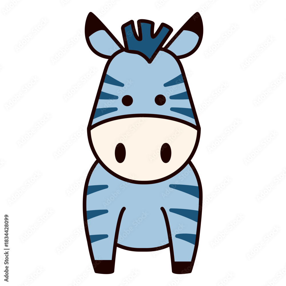 Naklejka premium Cute blue zebra flat