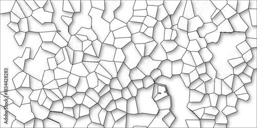 Abstract Organic Cell Structure Pattern with Shadow Effect and Irregular Polygonal Shapes on White Background