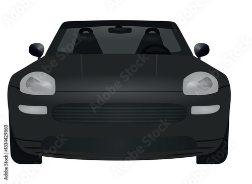 Black car. front view. vector illustration	