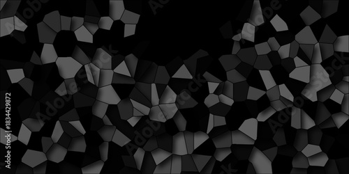 Dark abstract geometric pattern with irregular polygonal shapes and soft 3D lighting creating a textured and dimensional backdrop