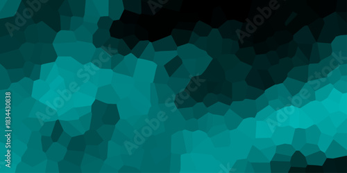 Deep Teal Abstract Geometric Mosaic Pattern with Dark Gradient Background and Polygonal Crystal Texture