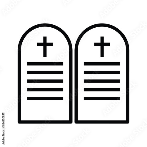 Two stone tablets with crosses and horizontal lines commandments religious