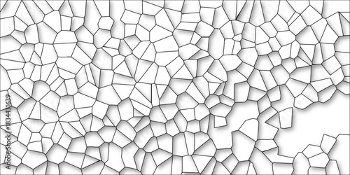 Detailed Voronoi Tessellation with White Polygonal Cells and Soft Shadows for a Textured Background abstract