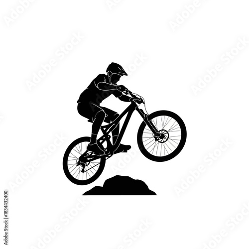 silhouette of a man riding  bicycle vector silhouette on a white background.
