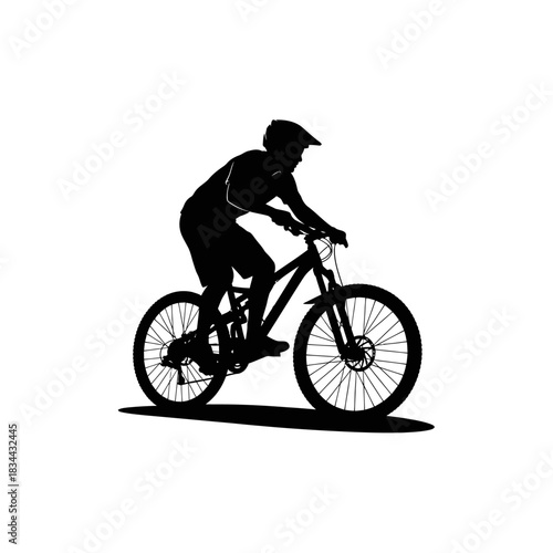 silhouette of a man riding a bicycle vector on a white background.