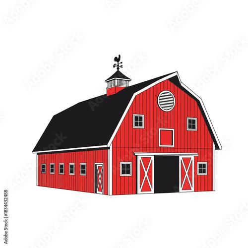 red barn isolated on white background