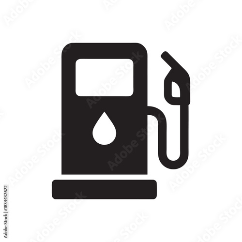 Black and white fuel pump icon gas station symbol for transport and petrol service