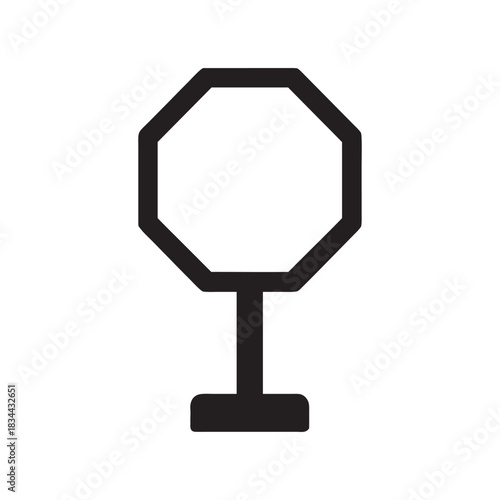 Black and white octagon road sign icon empty traffic sign vector illustration transport concept