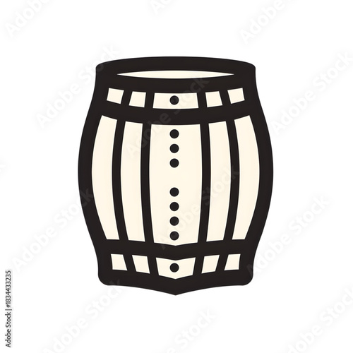Hatched line icon of wine barrel, minimalistic winery design