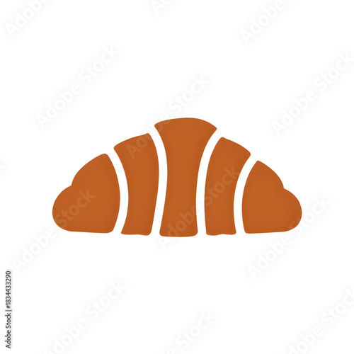 Minimal croissant icon in burnt umber and cream, pastry elegance