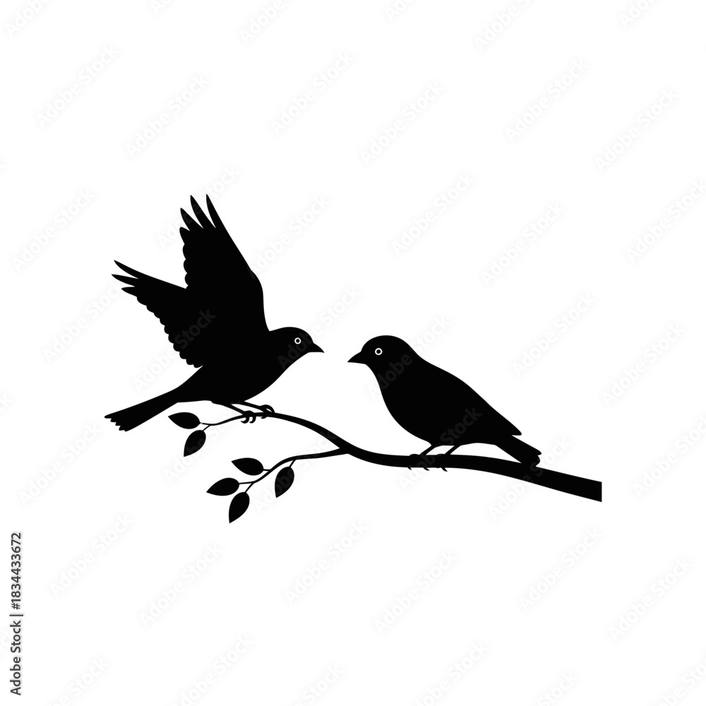 Obraz premium silhouette of two pigeon, pigeon with wings on white background silhouette vector design illustration