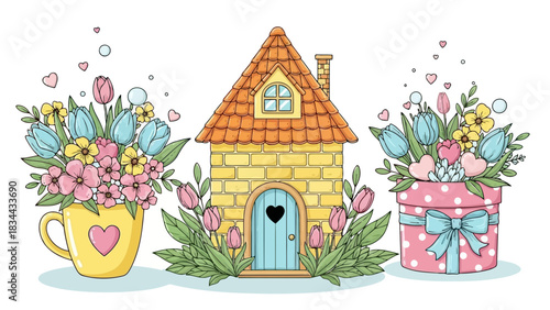 Set of line art icons representing graphic design tool concept