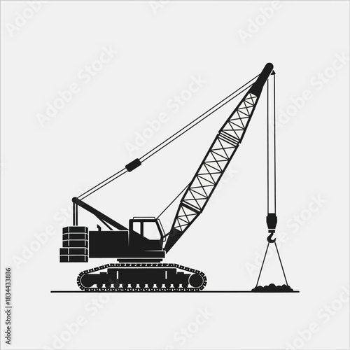 construction crane on white background, construction site