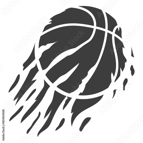 Flaming basketball cut out