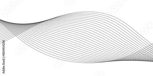 Abstract wave element for design. Digital frequency track equalizer. Stylized line art background, Geometric grey vector waves on transparent background. Editable stroke.