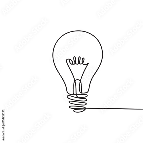 Continuous Line Drawing of a Light Bulb