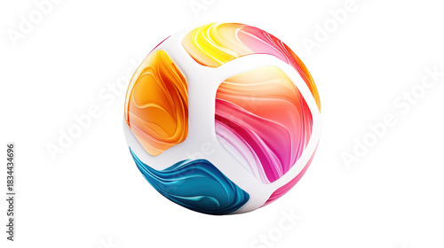 Vibrant Swirl Ball with Colorful Patterns on Transparent Background