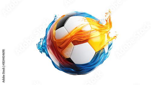 Colorful Ball with Splash Effect on Transparent Background