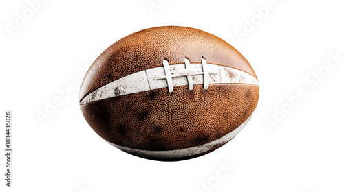 Brown Leather Rugby Ball on Transparent Background