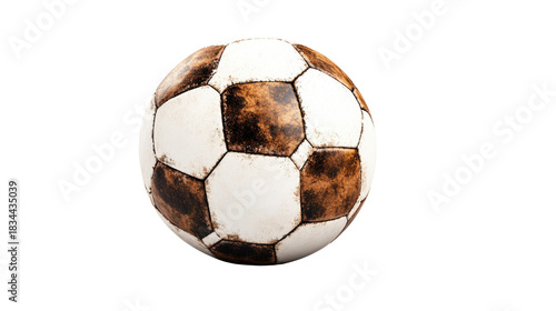 Vintage Soccer Ball with Rustic Look on Transparent Background