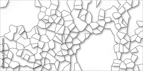 White Abstract Polygonal Mosaic with Black Outline and Realistic Shadow Effect on White Background vector