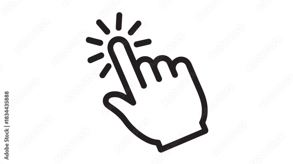 Fototapeta premium Hand cursor clicking icon simple flat vector illustration for user interface design isolated on white background
