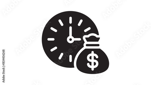 Time is money icon simple glyph vector illustration for finance and business concepts isolated on white background
