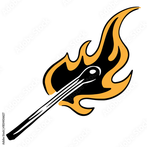Burning match illustration
