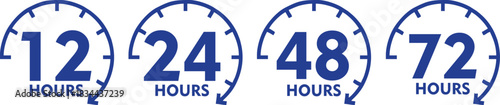 Rapid Service Timer Icons Collection – 12 to 72 Hour Delivery Symbols