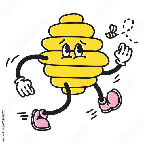 Bee hive walking cartoon
