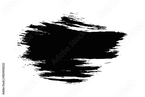 Bold black grunge brush stroke abstract design element