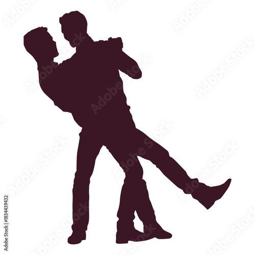 Gay couple dancing silhouette
