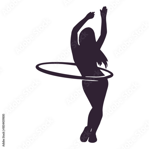 Girl hula hoop hobby silhouette
