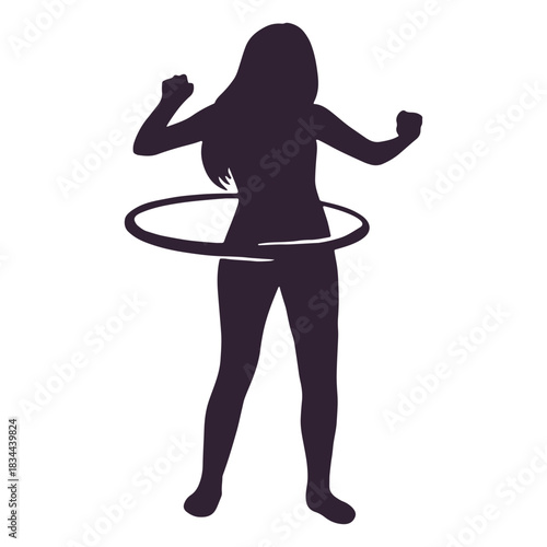 Girl hula hooping silhouette