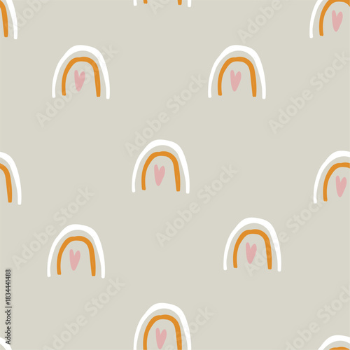 Seamless rainbow pattern. Vector illustration for printing. Cute baby background for girls.