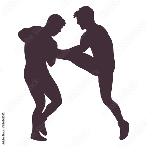 Wrestling hold silhouette
