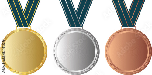 Gold Silver Bronze Medals Illustration Award Ranking Vector Design